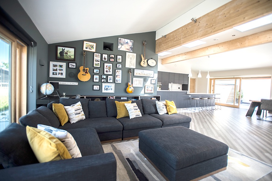 Glamping living room with log burner